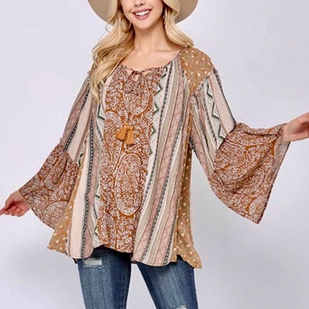 Boho Paisley Print Top